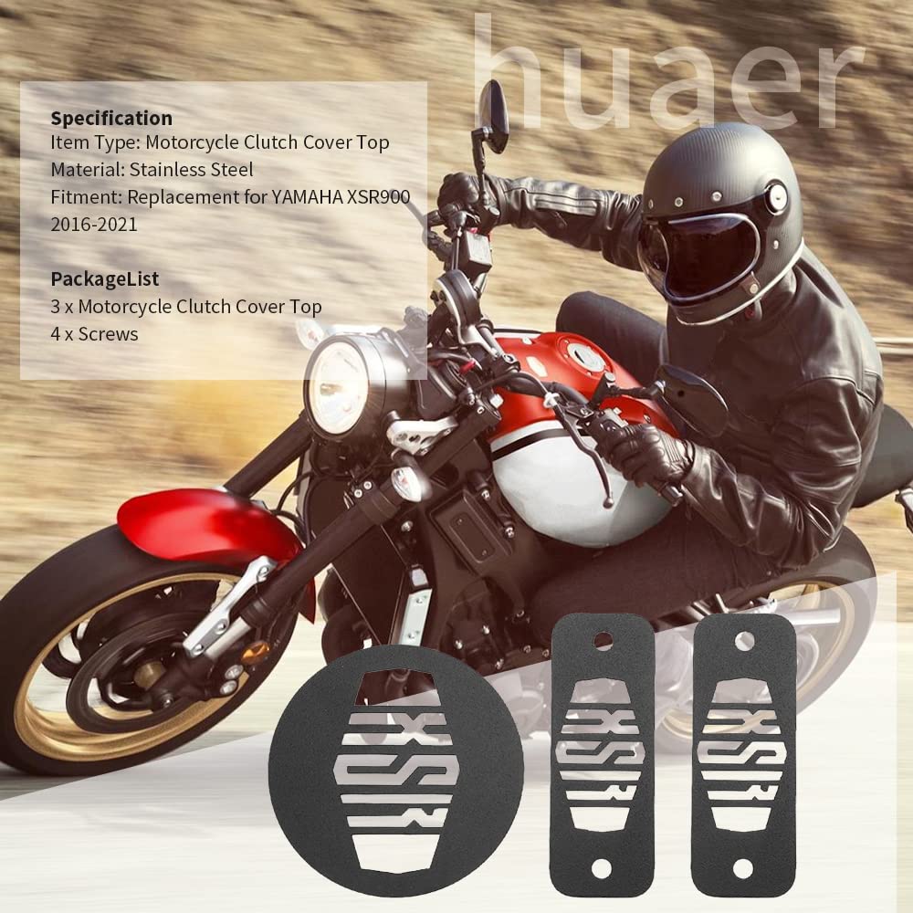 Akozon Coperchio Frizione Superiore, 3 Pezzi Coperchio Frizione Moto Superiore In Acciaio Inox Verniciato A Polvere Di Ricambio per XSR900 XSR 900 2016-2021(Nero)