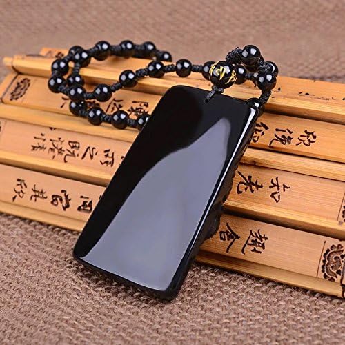 Miniatura 3 de Betterdecor Feng Shui - Collar con colgante de amuleto de obsidiana negra Kwan KongGuan Gong para protección, Obsidiana, Obsidiana