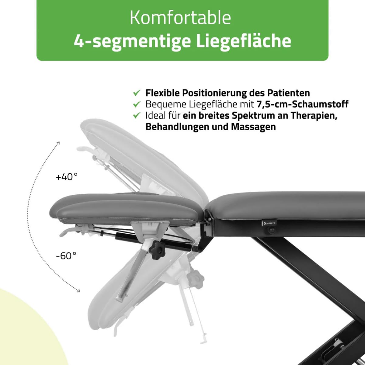 HABYS Massageliege Elektrisch 4-Segmente, Massagebank für Therapieliege | Elektrische Massageliege Höhenverstellbar 198 x 67cm, Kosmetikliege Elektrisch bis zu 200kg mit ERGO-Kissen, Evro Cross X4
