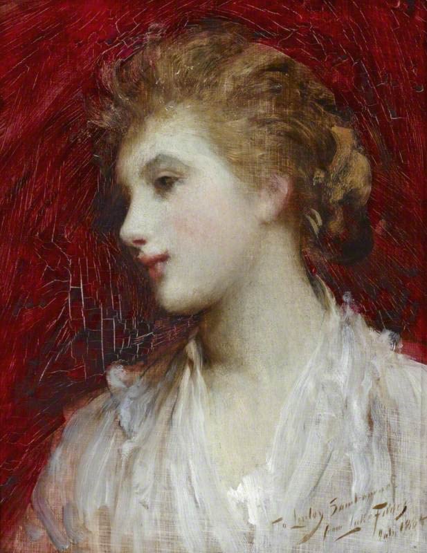 Tableau Portrait d'une jeune fille Luke Fildes impression art mural vintage pour chambre