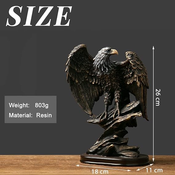 Fazhongfa Eagle Statue Sculpture Decorative Bronzed Resin Collectible for Office Home Room Desktop Display Decor as Meaningful Gift