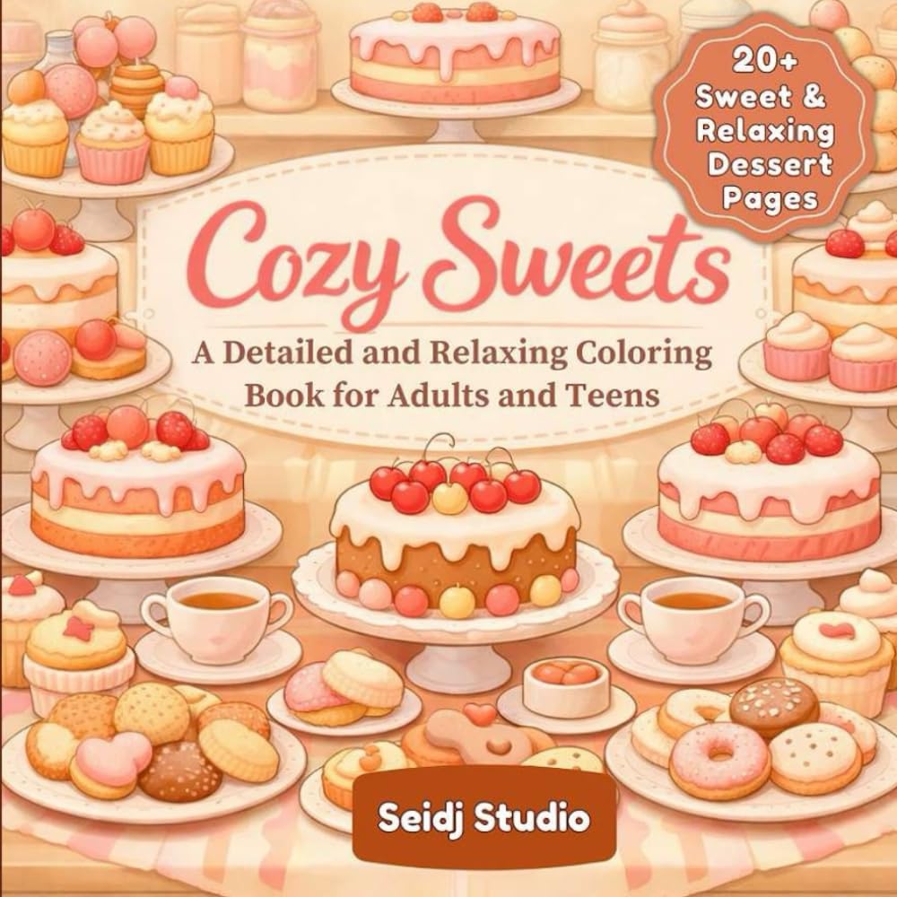 Cozy Sweets: A Detailed and Relaxing Coloring Book for Adults and Teens