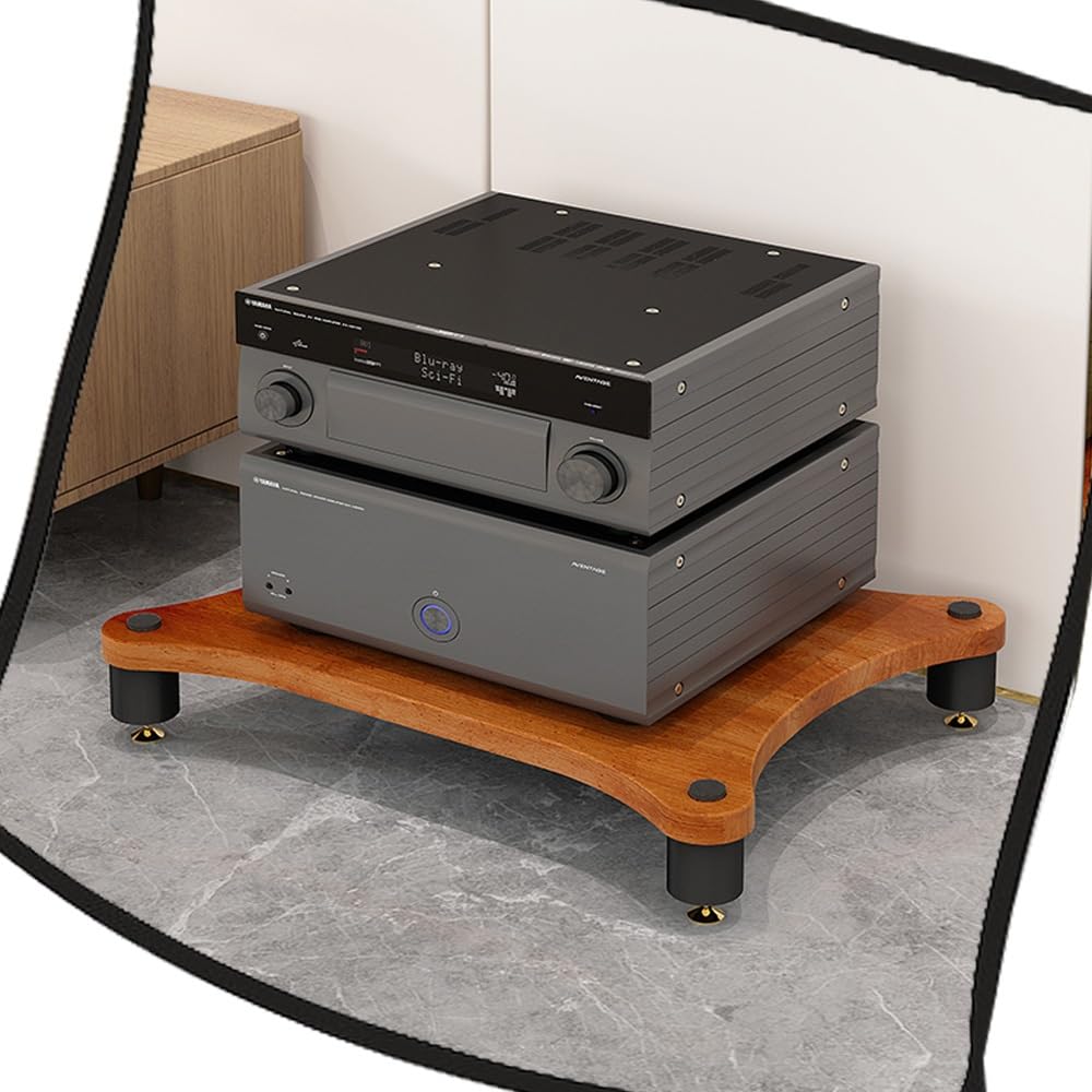 Open AV Cabinet o Conent Rack - 1/2/3/4 Tier Ma Sto Stand for HiFi Ste System CD Player Game Console Shelf - Cact 10cm Tall Design (Nanmu)