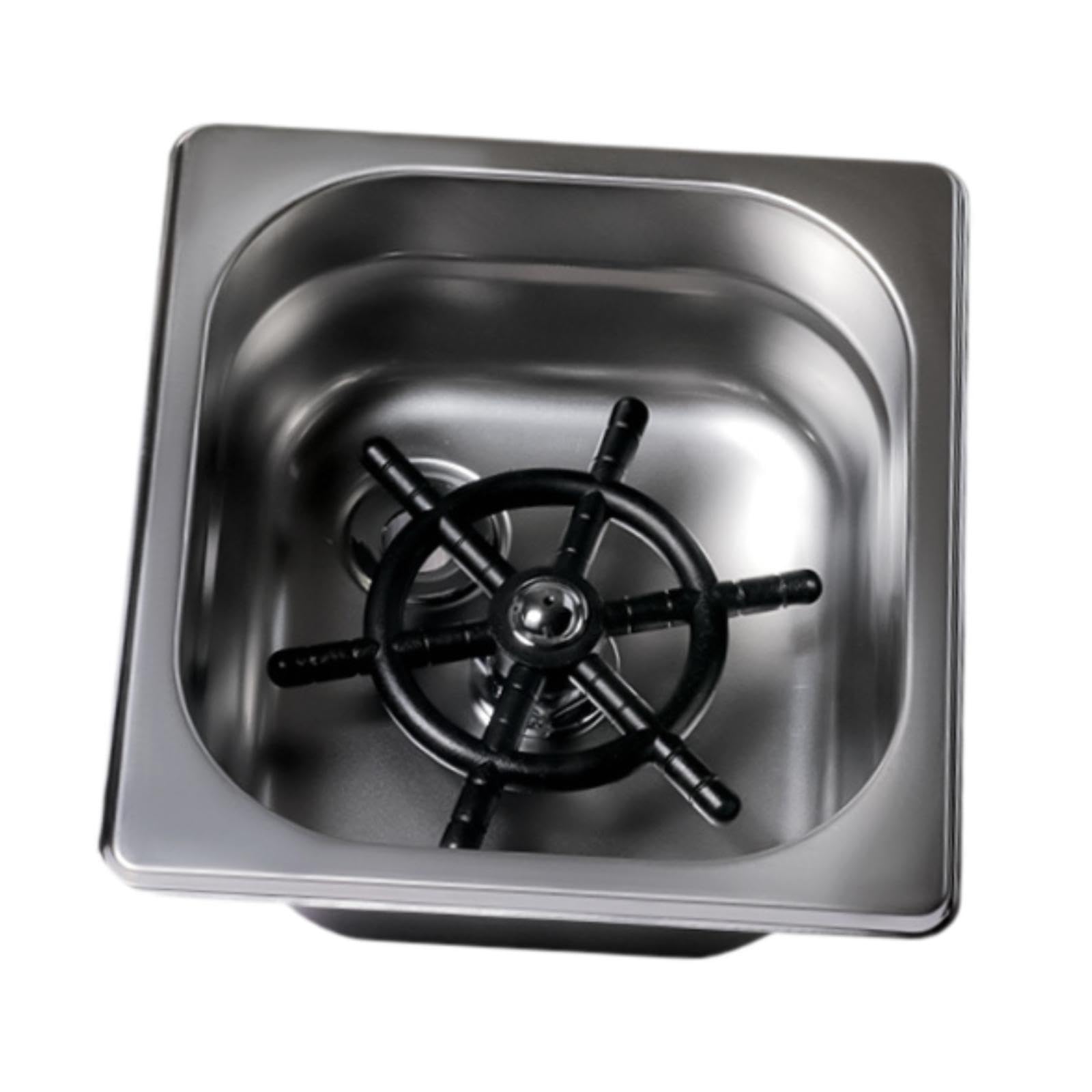 Generic Lavavasos Automático de Encimera, Enjuagador de Vasos de Acero Inoxidable, Fácil Lavado de Vasos con Cinco Orificios de Agua, Accesorio para Fregadero, Plata