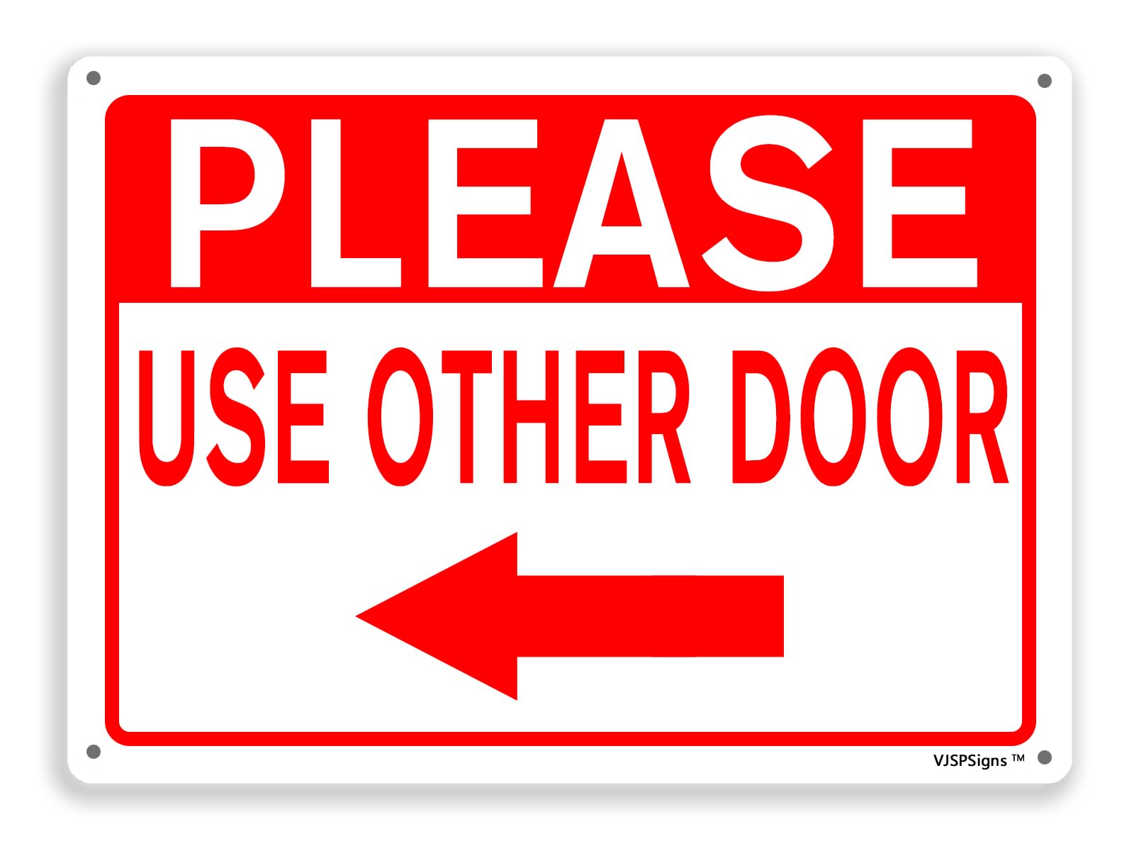 peiyeety Use Other Door Sign,Outdoor Door Sign,Outdoor Sign For Home Office, Please Use Other Door 8"X12" Left Arrow Metal Aluminum Sign