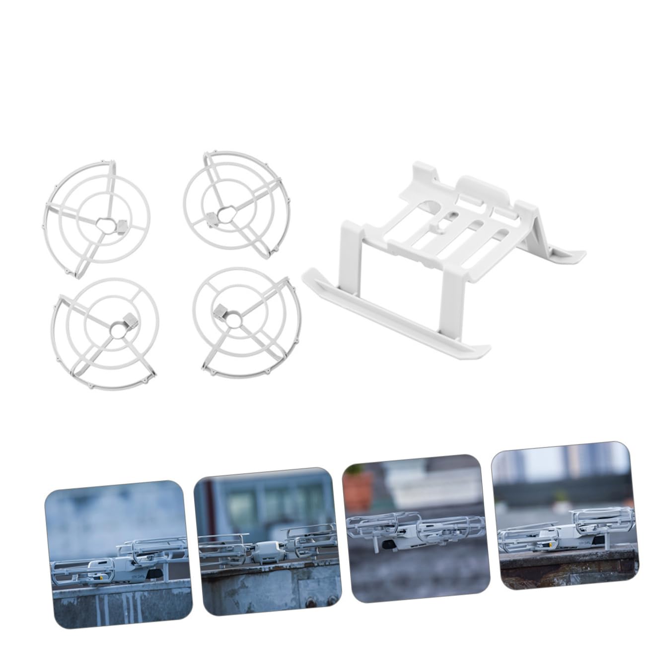VICASKY 1 jeu d'anneaux de protection surélevés pour les pieds, atterrissage, fixation d'hélice, kit de suspension, pièces de rechange pour drone, accessoires de protection UAV en plastique blanc