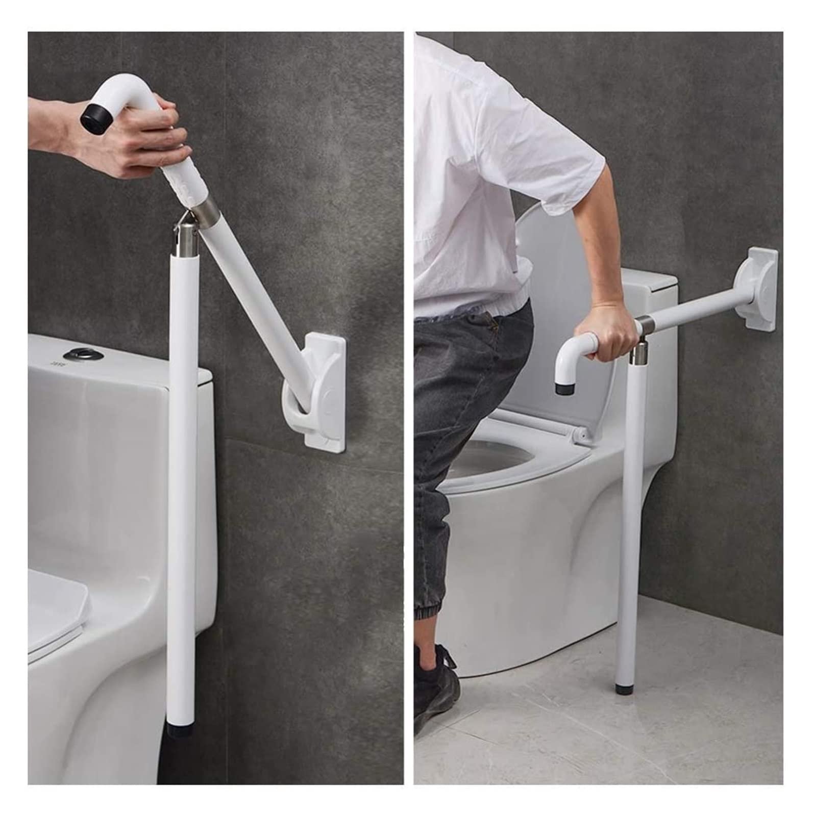 Barras de Apoyo para baño, Barra de Seguridad, Barra de Apoyo abatible, Barra Plegable de Pared, Barra de Apoyo Plegable con Pata