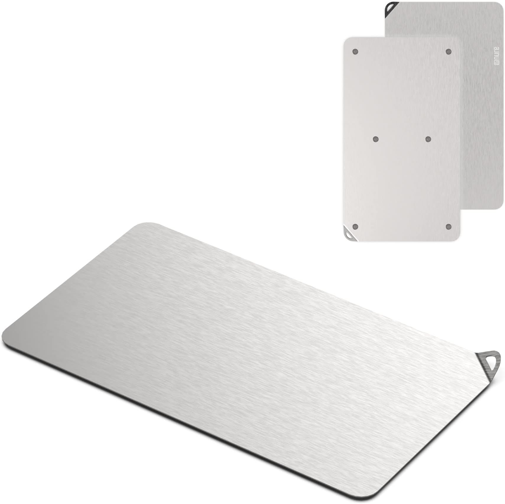 Nure Stainless Steel Chopping and Cutting Board for Kitchen with Anti-Skid Legs - 100% Food Grade, BPA Free, Eco-Friendly, and Anti-Microbial - Medium (31.5 x 20.5cm)