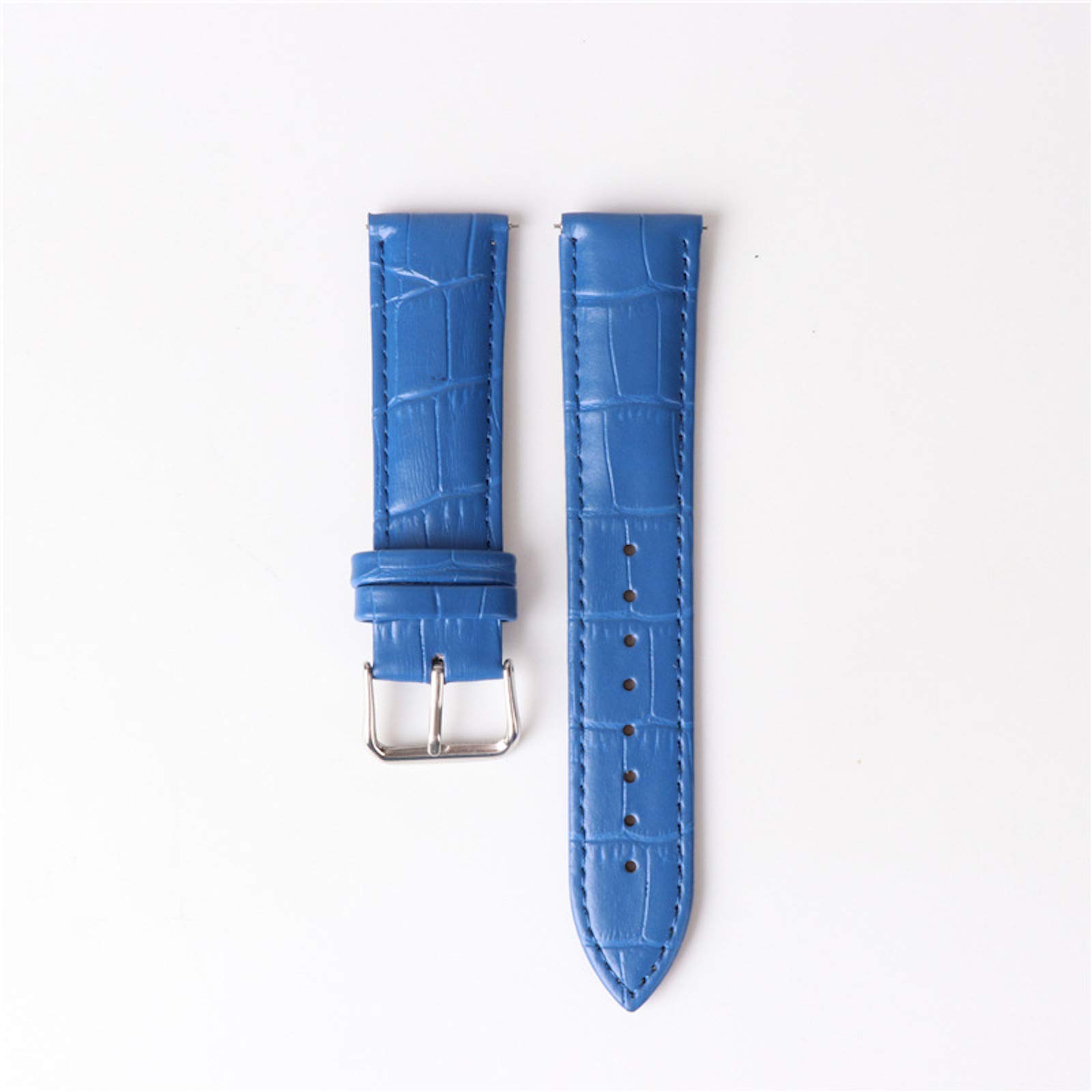 SOUGAO Genuine Leather Watch Strap Vintage Retro Classic Quick Release Watch Replacement Bands Blue 15mm