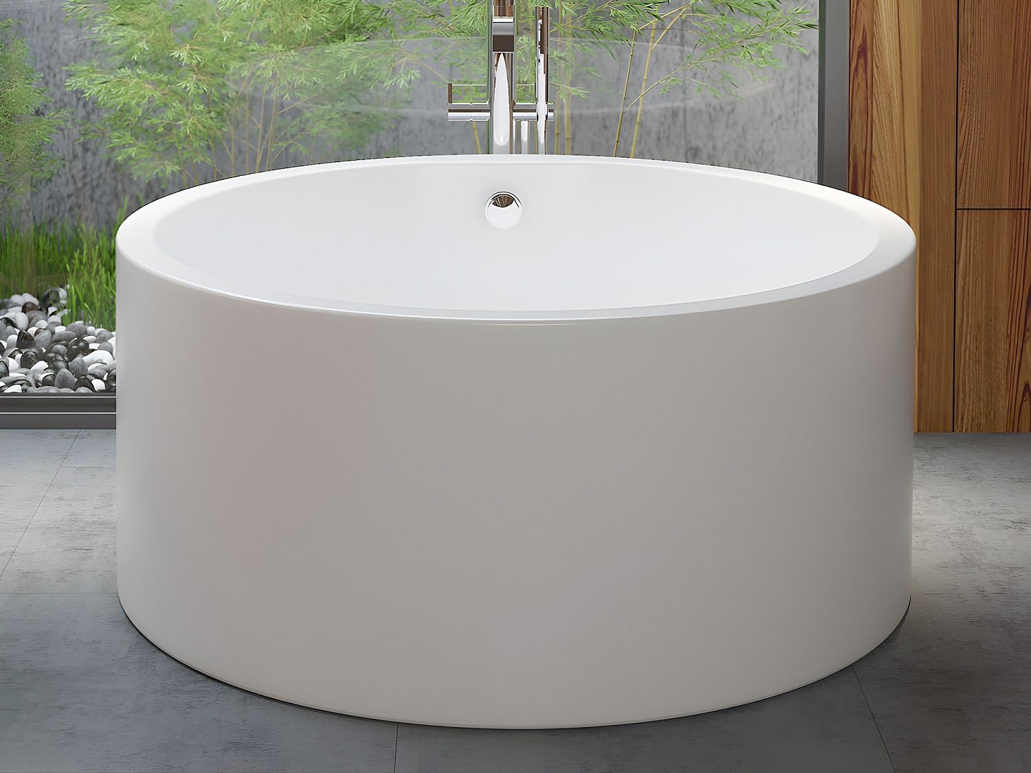 Venta-unica - BaÒera exenta redonda - 165 L - 130 x 130 x 58 cm - Blanco - AcrÌlico - LAGUNO