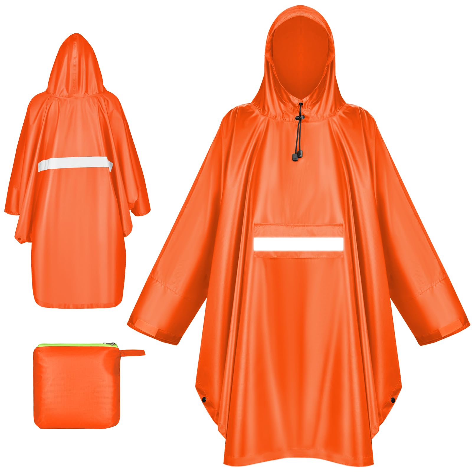 Veste de pluie imperméable pour femme, unisexe, légère, imperméable multi-usage pour l'extérieur, le camping, la randonnée et la pêche, orange, Taille Unique