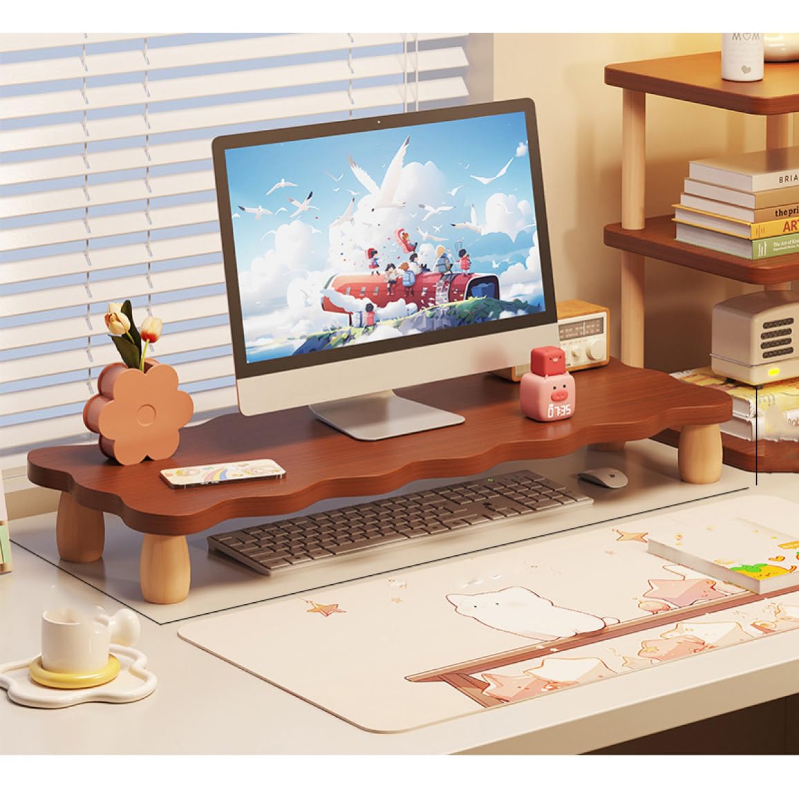 BT21 モニター台 CHIMMY 木目調 BT21 モニター台 CHIMMY 木目調
