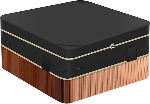 Miniatura 1 de Cubierta cuadrada para bañera de hidromasaje, poliéster 600D resistente al agua, para bañera de hidromasaje, protección UV y resistente al viento