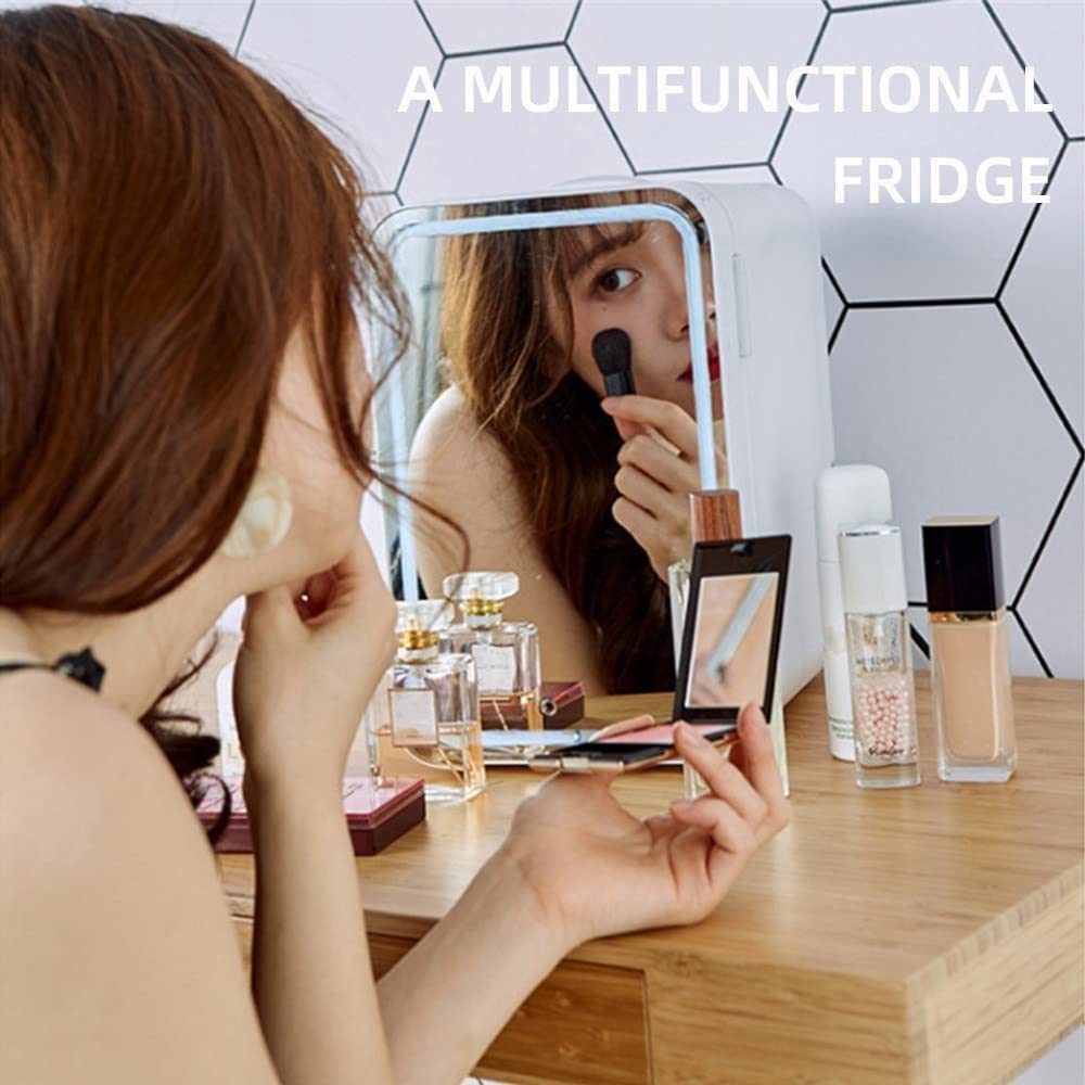 FAXIOAWA 8L Mini Beauty Fridge Portable Mirrored Beauty Makeup Skincare Frigorifero Skins Dispositivo di Raffreddamento e Riscaldamento termoelettrico per la Cura della Pelle