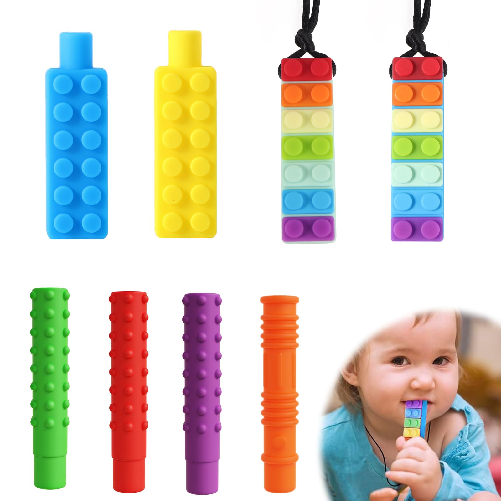 BTONGE Lot de 8 stylos à mâcher - Chaîne à mâcher pour Enfants - Collier Sensory Chew - Jouet BTONGE Lot de 8 stylos à mâcher - Chaîne à mâcher pour Enfants - Collier Sensory Chew - Jouet