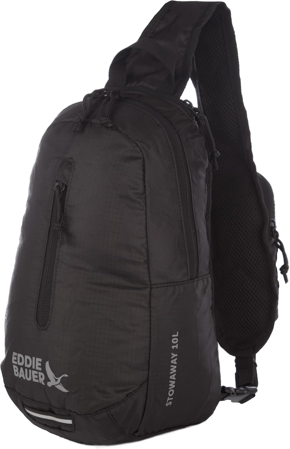 Eddie Bauer Stowaway Packable Sling Bag | Foldable | Travel | Outdoor | Lightweight | Compact | Everyday Carry | Ripstop Nylon | 10L - Onyx Black