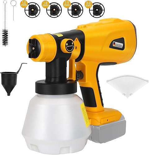 Pulverizador de pintura para batería Dewalt de 20 V MAX, pistola de pintura en aerosol HVLP con motor sin escobillas y boquilla de cobre, rociador
