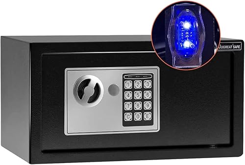 Miniatura 13 de JUGREAT Caja fuerte, caja fuerte electrónica de seguridad digital con luz de inducción, construcción de acero oculta con cerradura, diseño de Negro