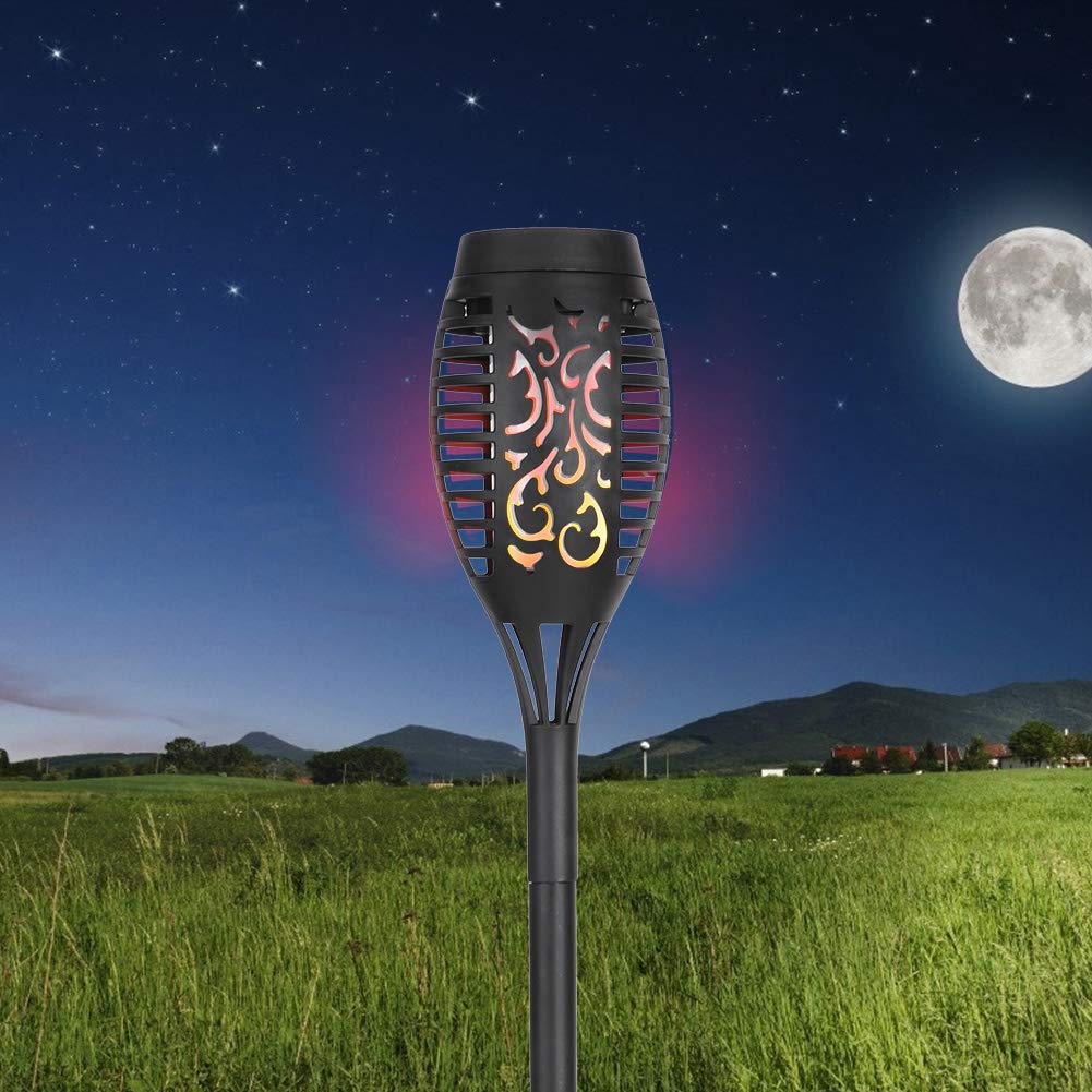 Solarlampen für Außen Garten, Solarleuchten mit Realistischer Flammeneffekt, Solar Fackeln Gartenbeleuchtung, IP65 Wasserdichte Gartenfackeln für Außen, Hinterhöfe, Rasendeko (4 Stück)