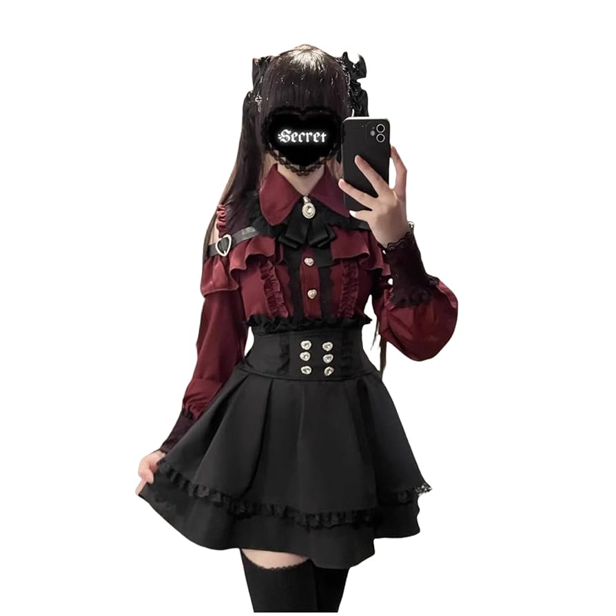 地雷系ハートオープンショルダーワンピースmars AnkRouge　TRAVAS 地雷系オープンショルダーハートワンピース | Maiden's Rêve