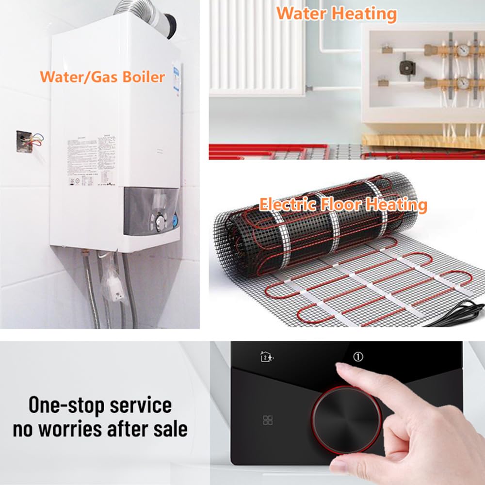 Decdeal Termostato WiFi para calefacción por suelo radiante y control de caldera de gas, compatible con Alexa, Google Home y Smart Life App mando a distancia, con botón giratorio, termostato de 2,4