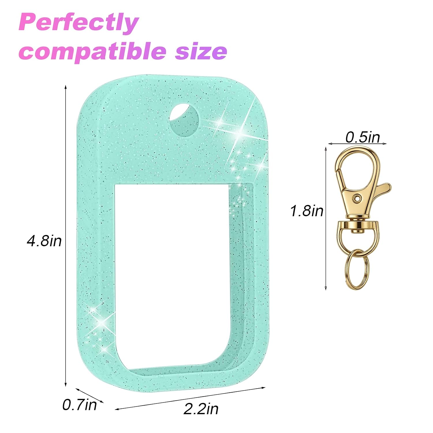 AIERSA Hand Sanitizer Spray Glitter Case Compatible with Touchland, Silicone Hand Sanitizer Case Holder with Keychain for Touch Land Mist 1FL. OZ(Glitter Sequin Green) image 3