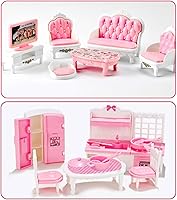 Vista 3 de 35 piezas de set de accesorios para muebles de casa de muñecas en miniatura, muebles pequeños para casa de muñecas, muebles en miniatura para casa