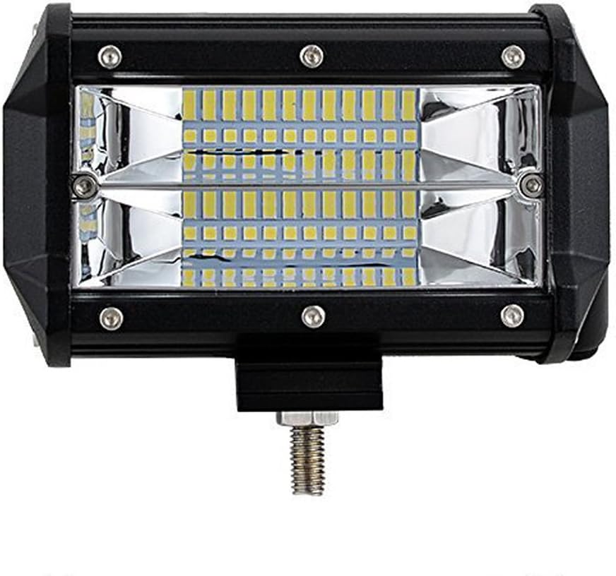 AUXTINGS 2 Pcs 5 inch 72W Flood Dual Row LED Light Bar 7D Lens Waterproof LED Work Diving Lights for Jeep Off Road ATV AWD SUV 4WD 4x4 Pickup (5 in 2X72 Flood)