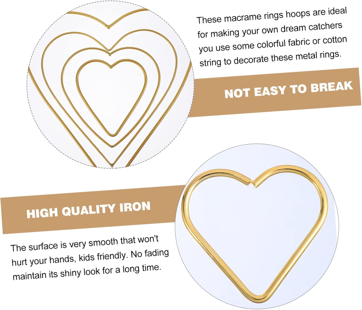 Artibetter Green Decor 12pcs Love Hoop Iron The Gold Dream Catcher Rings