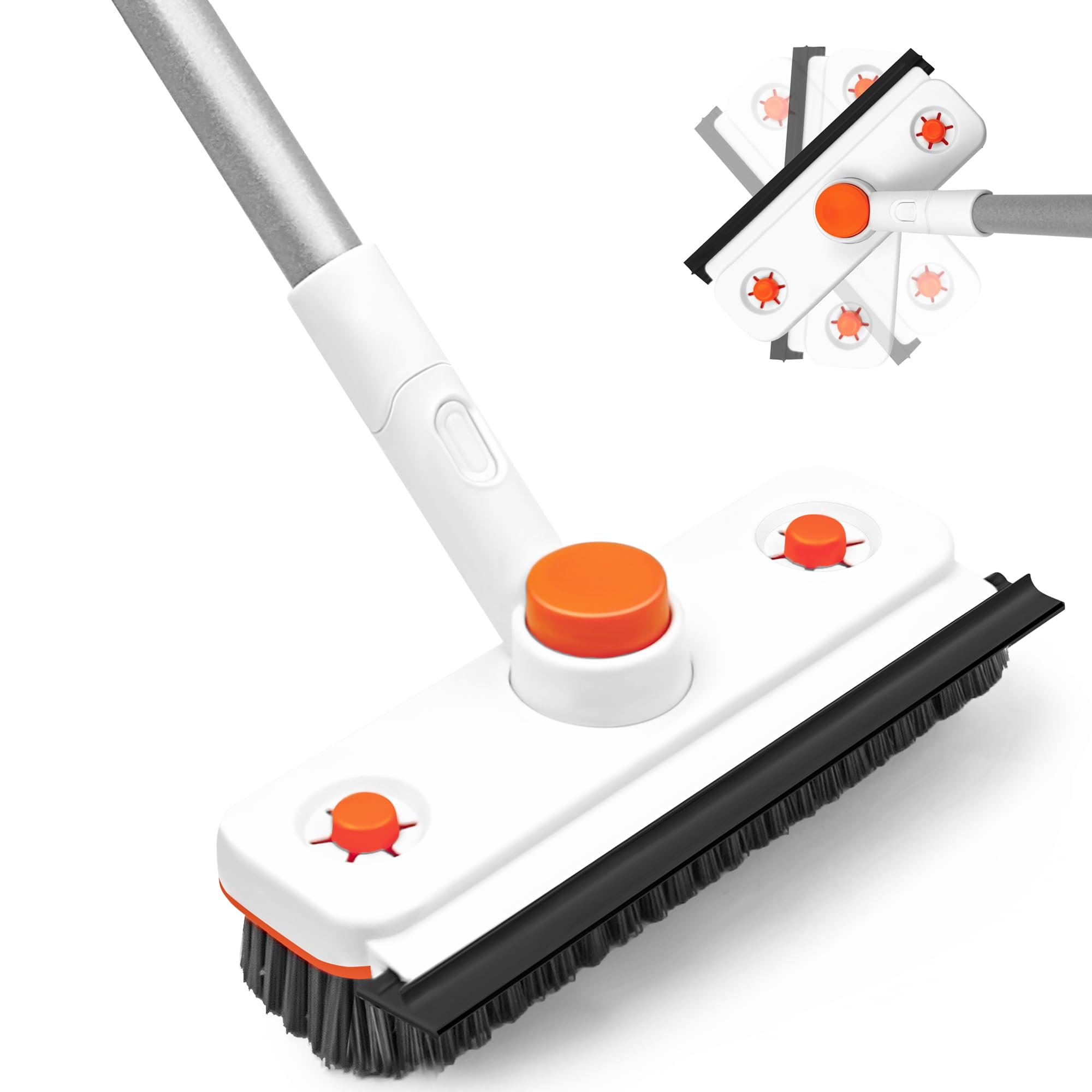 TRENNCHI Long Handled Tub Tile Scrubber - 60 Inches Extendable Shower Cleaning Brush with 360° Rotating Head, 2 Non-Scratch Attachments for Bathroom, Shower Wall, Bathtub & Floor