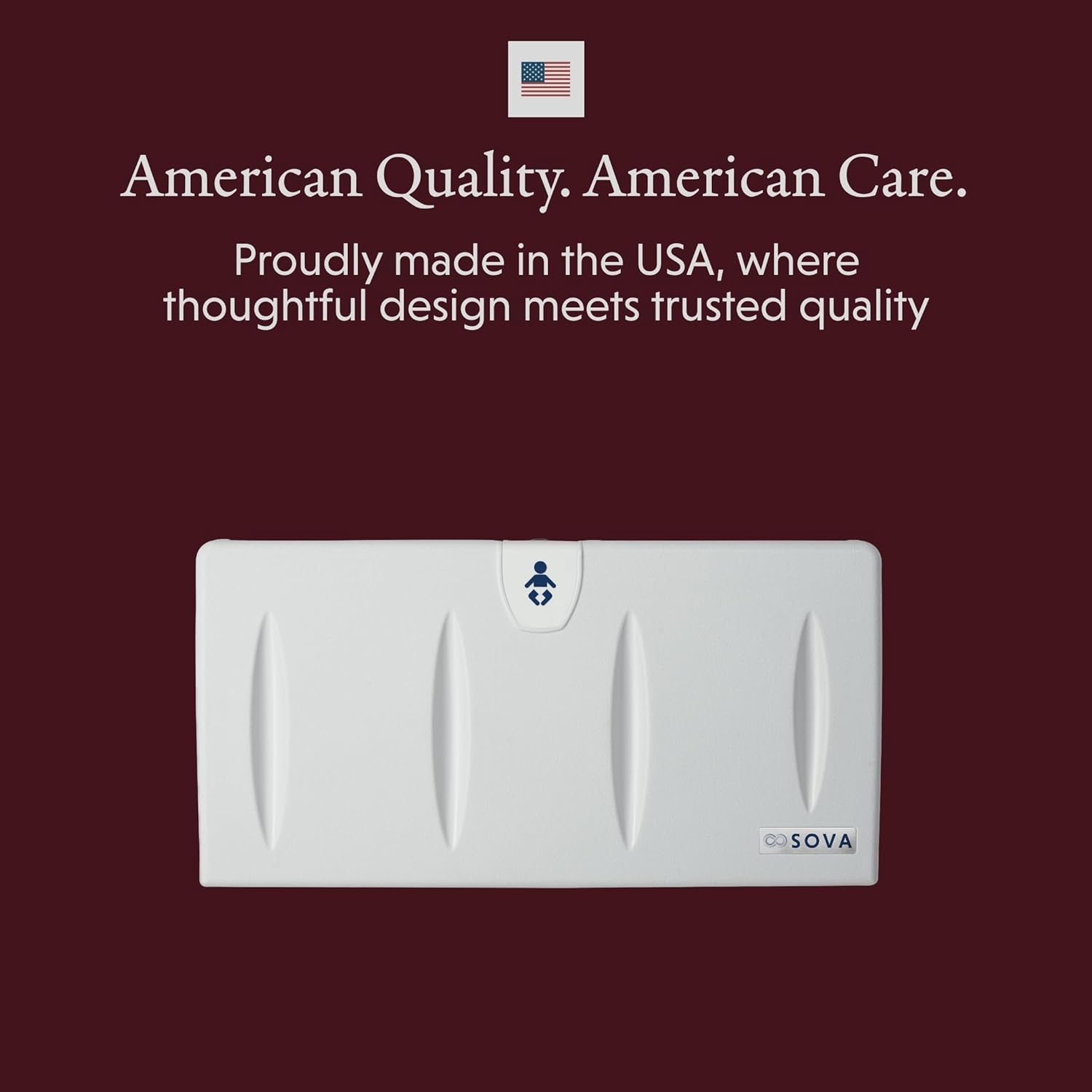 Sova Origin Horizontal Baby Changing Station, Polyethylene, Surface Mount, Gray, 16 lbs, 34.3L x 17.5D x 15.34H inches, 250 lb Weight Capacity