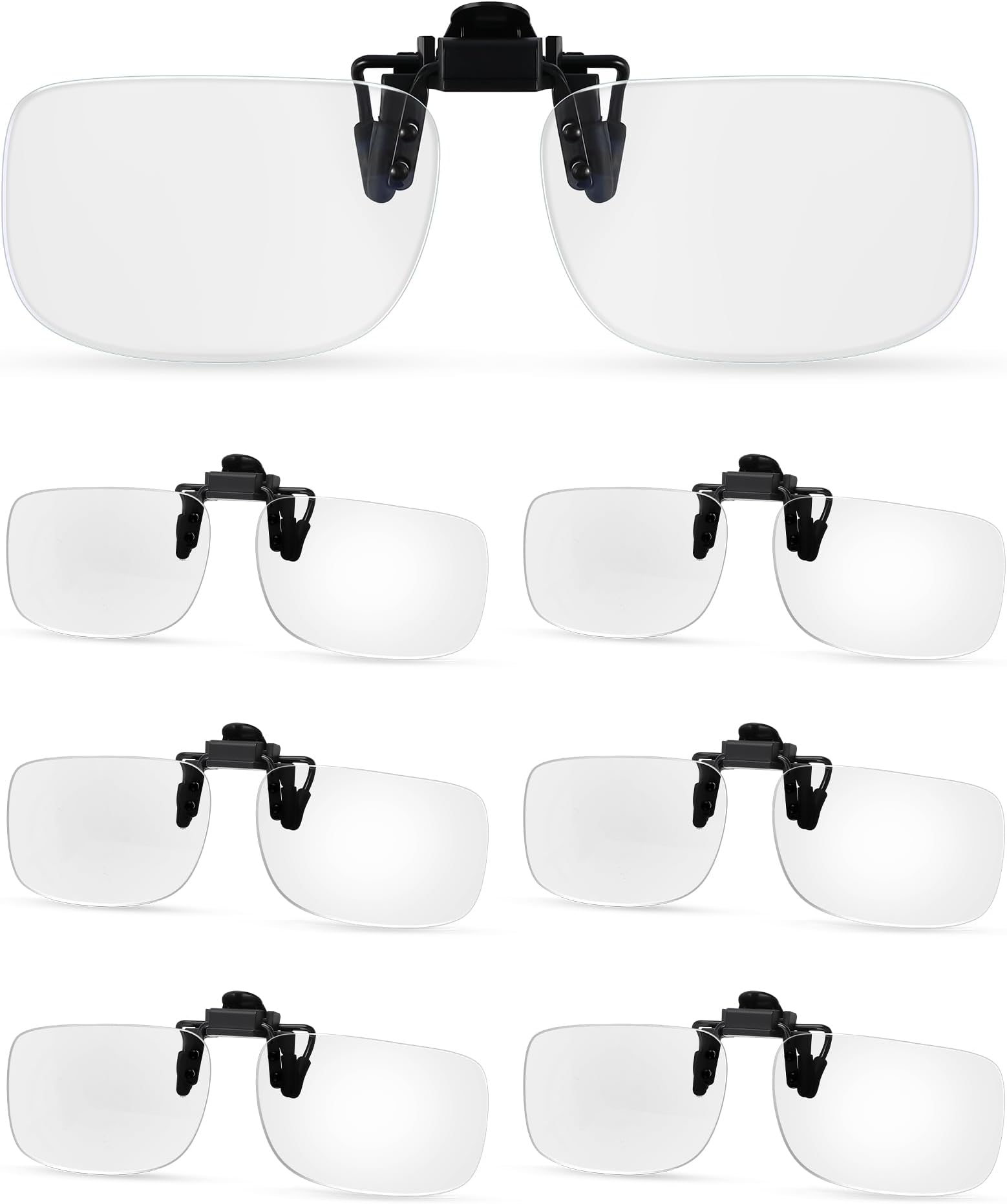 6 Pairs Clip on Reading Glasses Flip up Magnifying Clip on Lens Blue Light Blocking Non Prescription Reading Glasses