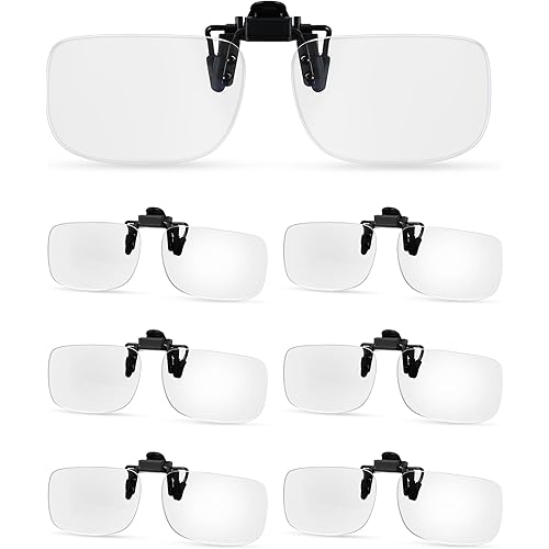 6 Pairs Clip On Reading Glasses Flip up Magnifying Clip on Lens Blue Light Blocking Reading Glasses