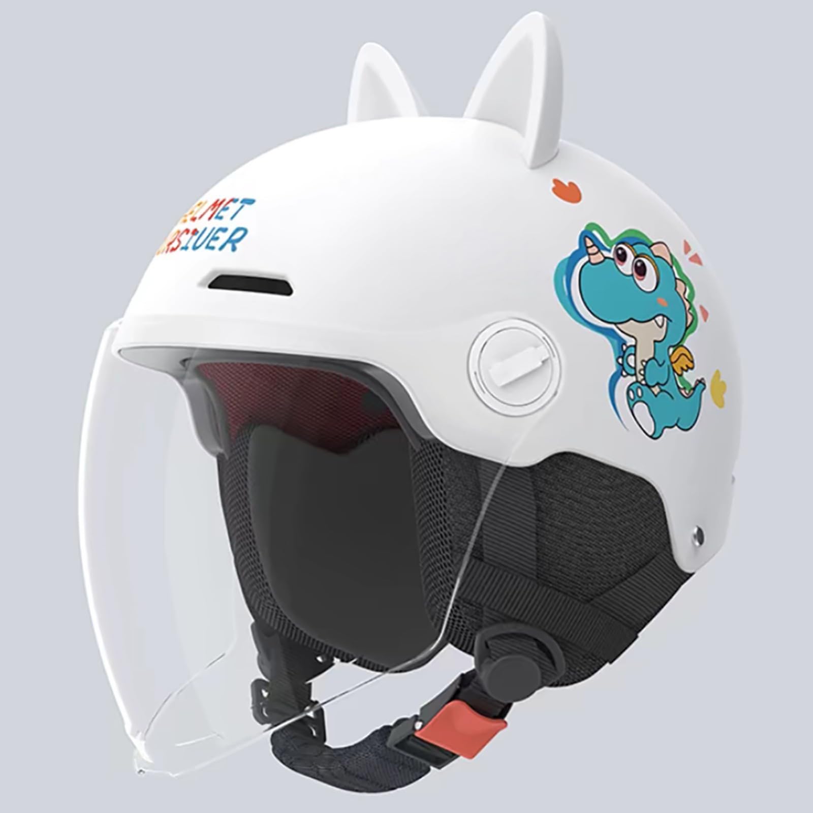 Casco Moto Bambina Rosa Con Unicorno E Arcobaleno, Casco Scooter Bambini Omologato ECE Con Visiera Oscurata, Casco Bici Regolabile Con Orecchie 3-12 Anni 7,48~55cm