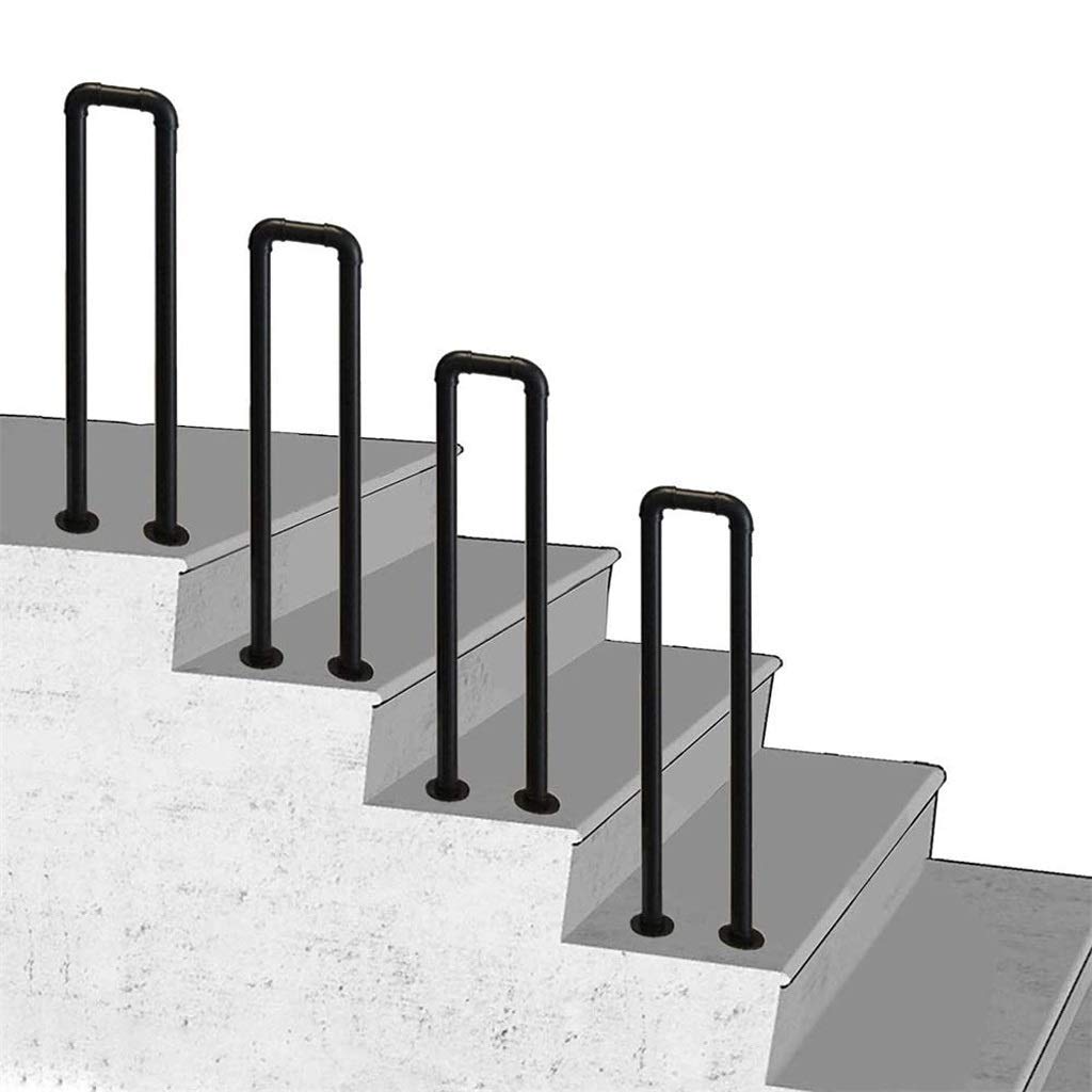 Main courante d'escalier extérieure en fer forgé noir élégante pour un design de loft contemporain