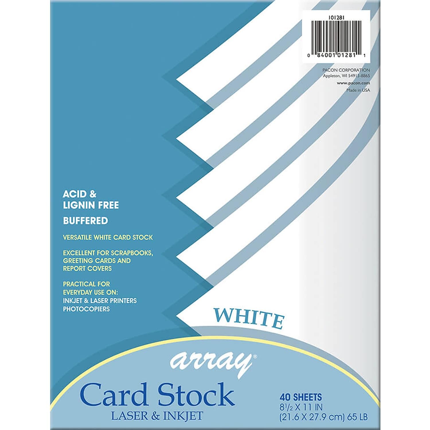 PACON Card Stock, White, 8-1/2" x 11", 40 Sheets (PAC101281)