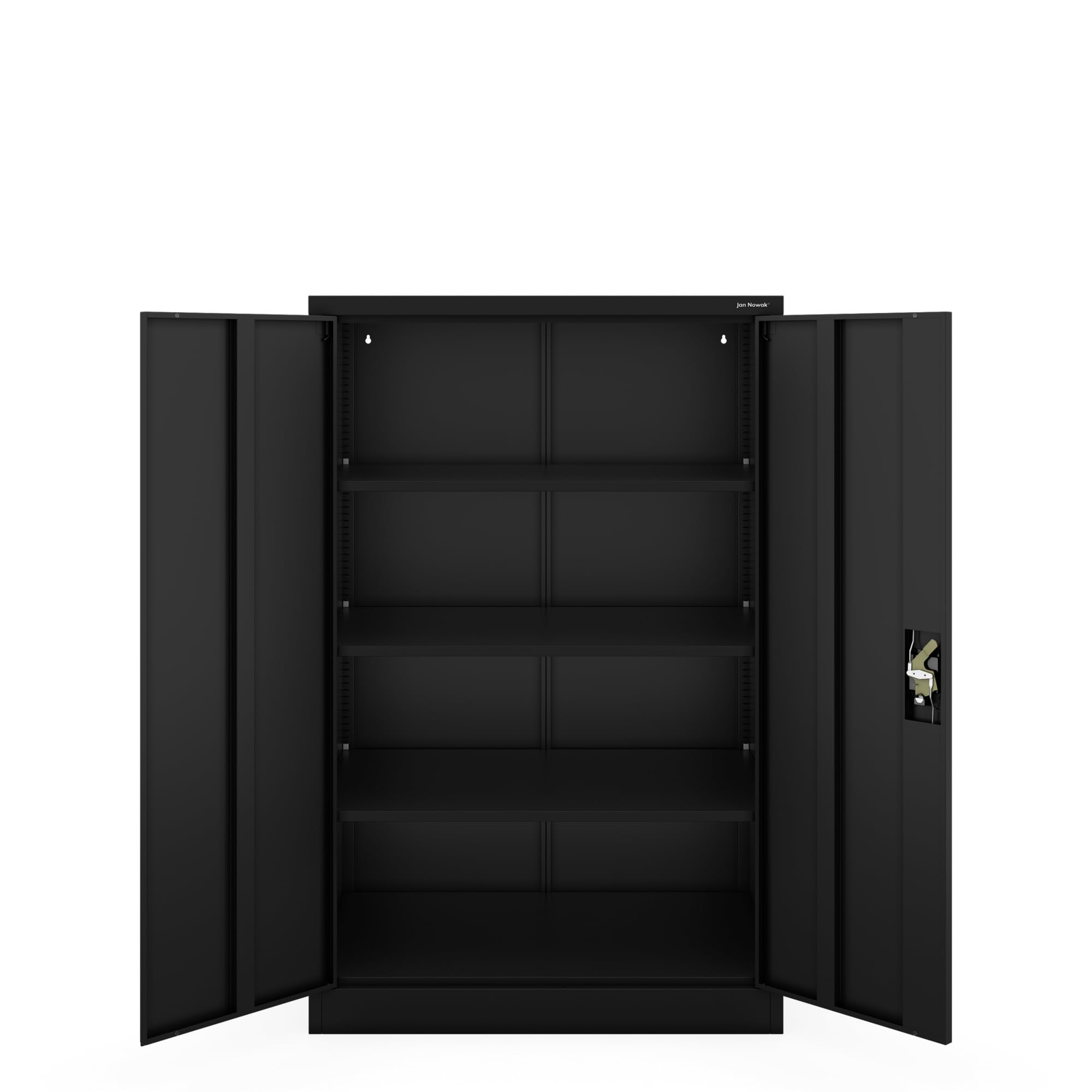 Jan Nowak Aktenschrank Büroschrank Metall, abschließbar, 140 x 60 x 90 cm | Dokumentenschrank, Ordnerschrank und Metallschrank für 40 Ordner, 3 verstellbare Böden je 50 kg, 2 Schlüssel