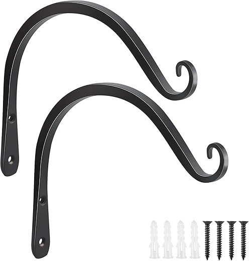 8-Inch Decorative Wall Hook Plant Hanger – 2 Pack, Black