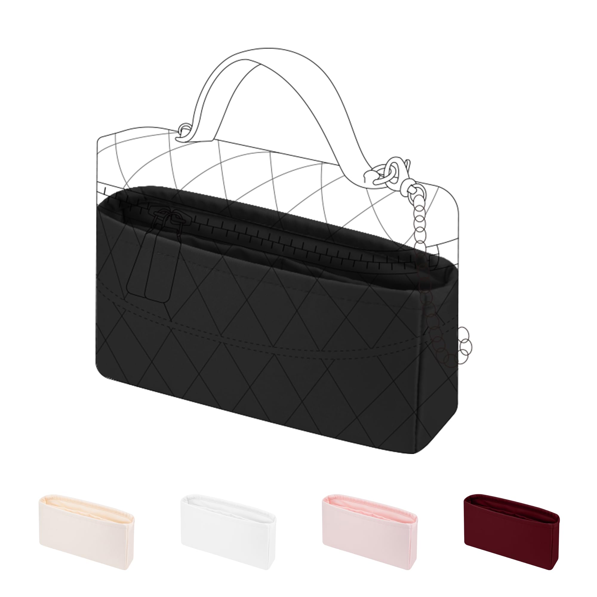 DGAZ Inserto para Bolso Chanel 25P LC Vanity Case de Satén, 48 Colores