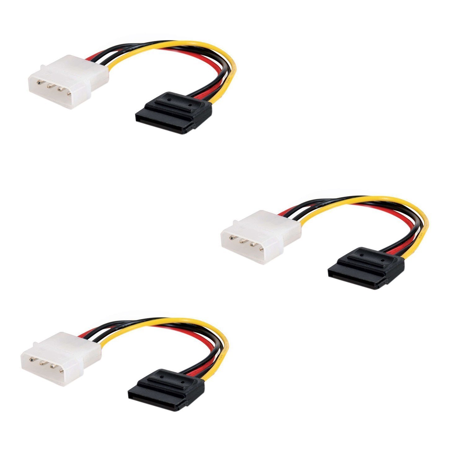 Technotech 3 Quantity X 6Inch 4 Pin Molex to SATA Power Cable Adapter