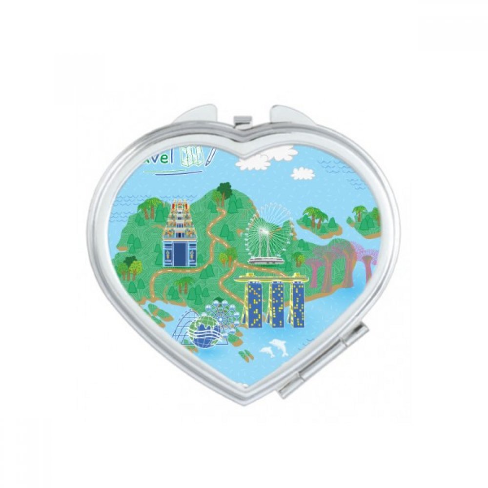 Miroir compact Singapour téléphérique cœur maquillage portable petit miroir main