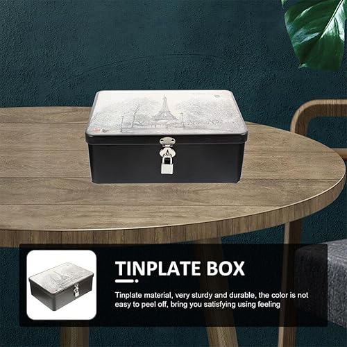 Miniatura 5 de VOSAREA Recipientes de caramelo de hojalata secreta, caja de almacenamiento secreta de letras vintage, contenedor de galletas, estuche de lata de