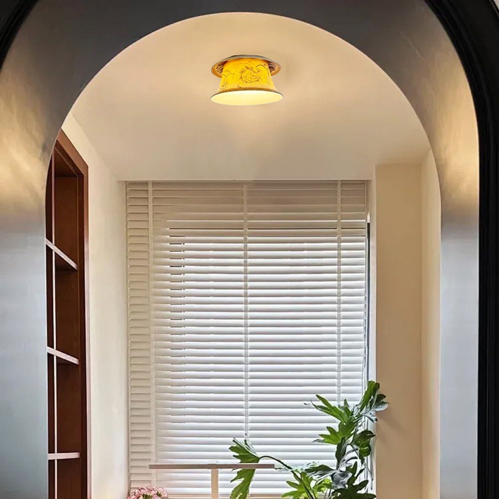 Ceramic Teacup Downlight with Recessed Ceiling Mount 4.9 Inch Baffle Trim LED Can Lights for Transitional Spaces Retrofit-Recessed Lighting for Hallways, Entryways