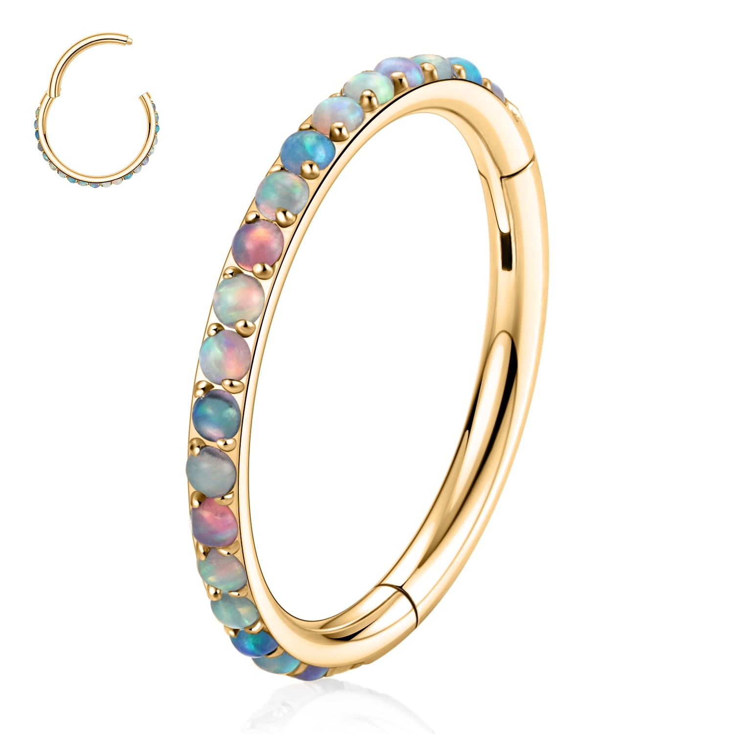 316L Surgical Steel Nose Ring Opal Nose Hoop Ring Cartilage Earring Tragus Helix Conch Rook Daith Piercing Jewellery Lip Septum Ring