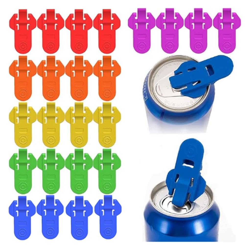 Flaroey 24 PCS Colorful Drink Can Protector Cap Leakproof Soda Top Ring Opener Tool for Cokes Beer Tab