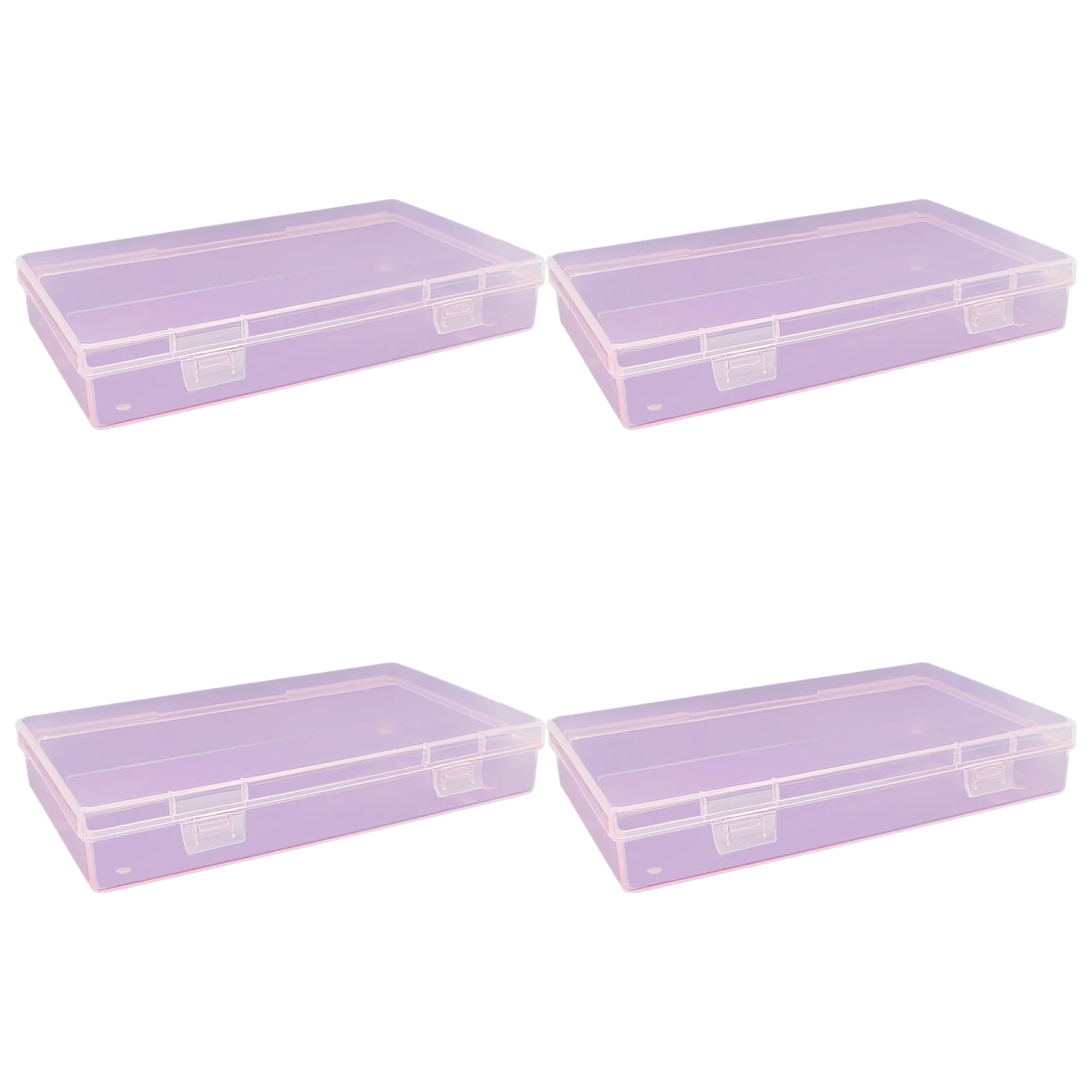 4-Pack Pink Plastic Storage Boxes with Lids, Organizer Containers for Small Parts, Crafts, Jewelry, Office Supplies (180x110x30mm) Pink Plastic Case