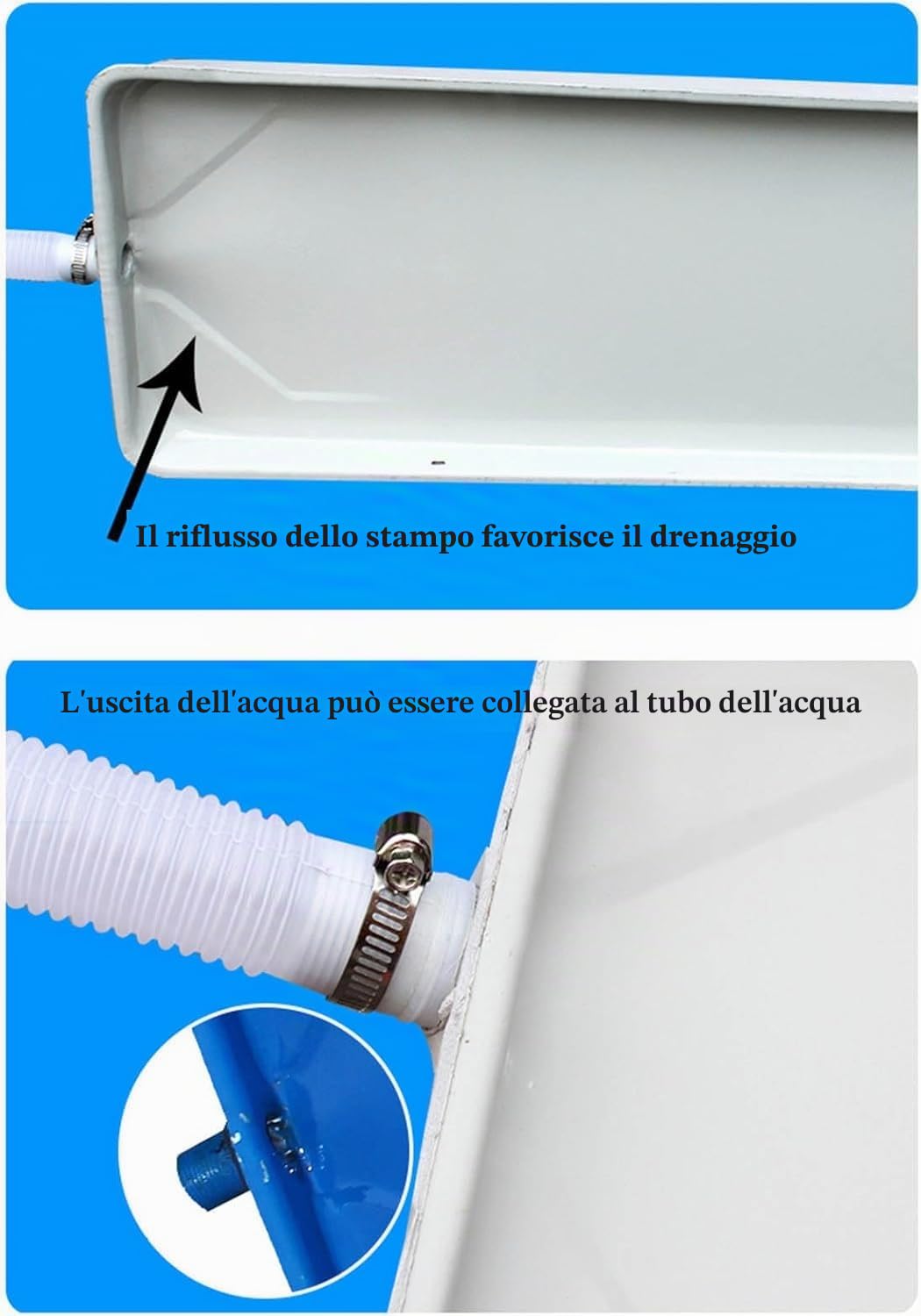 Vaschetta di Drenaggio del Condizionatore d'Aria Esterno，vaschetta Raccogligocce Universale per Raccolta Acqua di Condensa，vaschetta di Raccolta Condensa A/c Antiruggine con Tubo di Scarico
