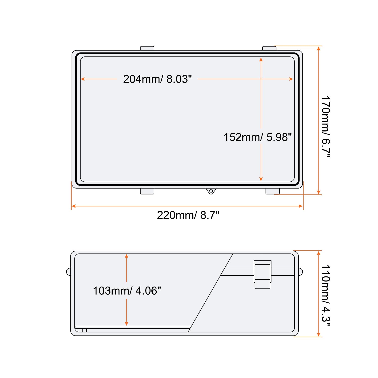 sourcing map Scatola di derivazione elettrica IP67 impermeabile in plastica ABS con coperchio incernierato, piastra di montaggio, staffe da parete, pressacavi 21,9 x 17,9 x 10,9 cm