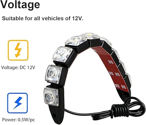 Miniatura 4 de HIPOPY Juego de 2 tiras de luces LED diurnas DRL, lámpara antiniebla flexible de punto brillante, señal de giro intermitente secuencial, luz de