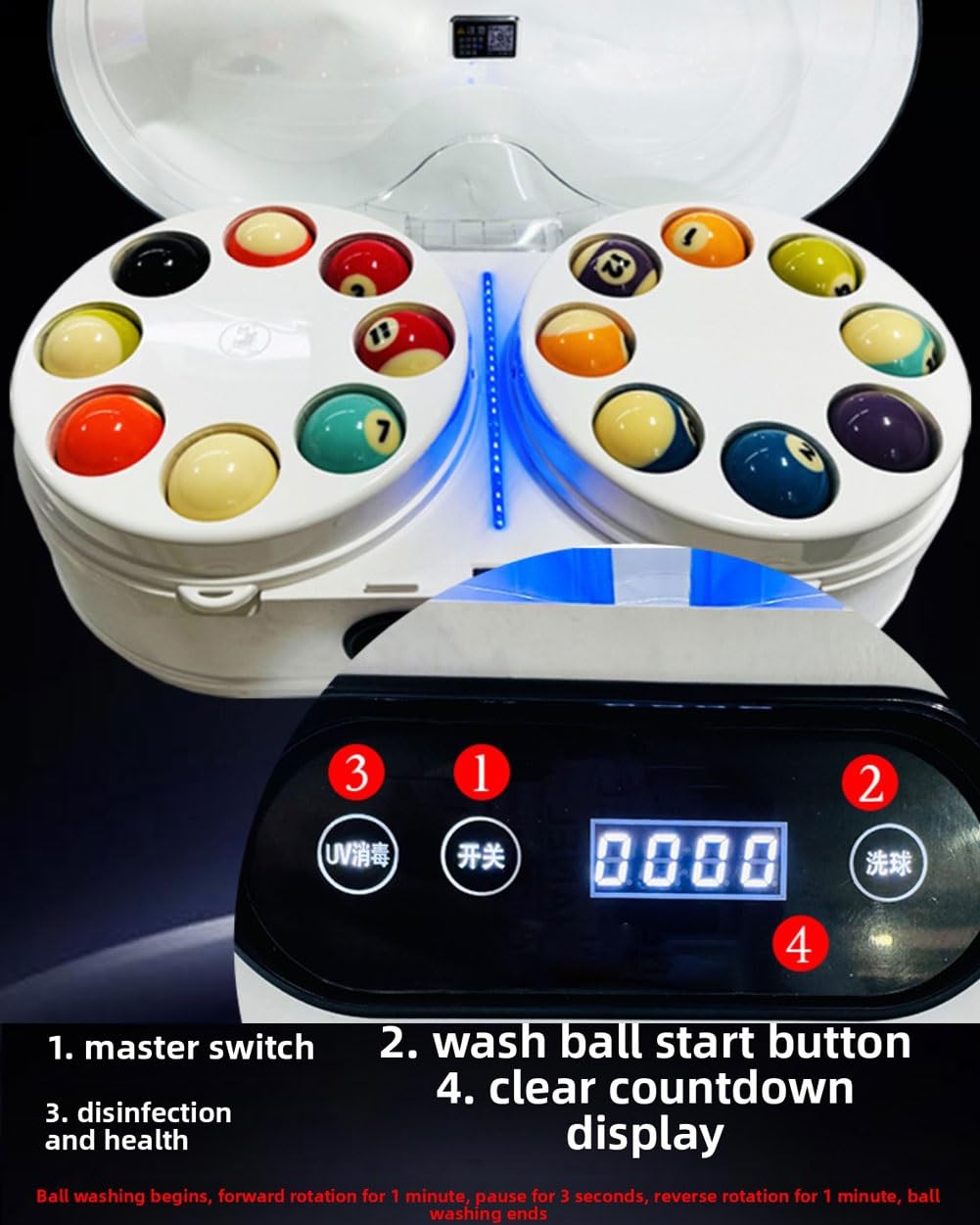 Pulidor y limpiador automático de bolas de billar, máquina de limpieza de bolas de billar con panel táctil, pulido y secado para juegos de billar y billar
